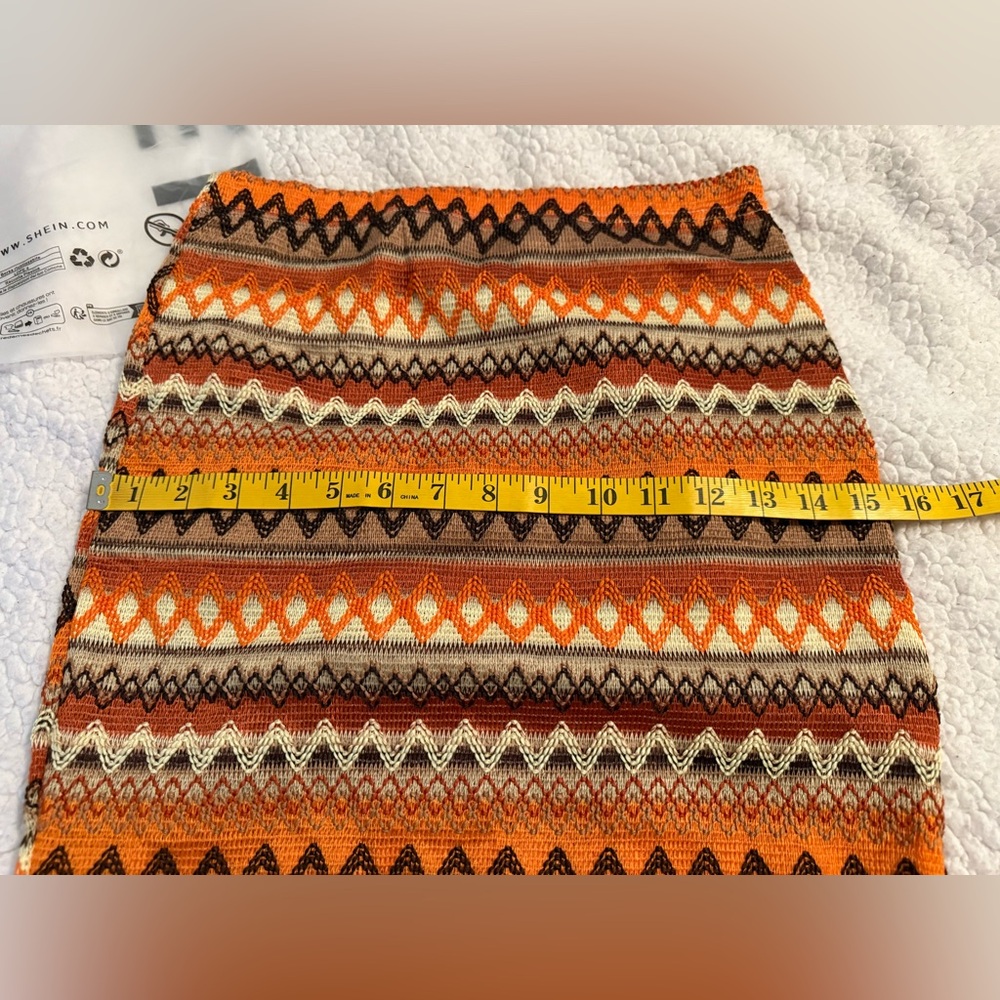 NWOT SHEIN VCAY Geometric Striped Side Slit Skirt Multicolor w/Asymmetrical Hem - Picture 8 of 14